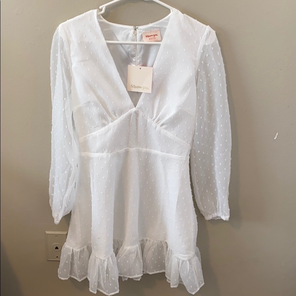 white long sleeve showpo dress